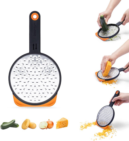 Ograte Double Sided Cheese Grater - 6mm Coarse Grating, Orange