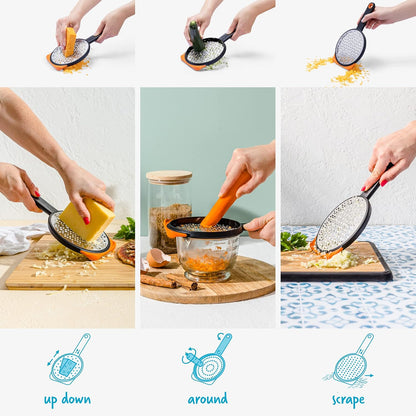Ograte Double Sided Cheese Grater - 6mm Coarse Grating, Orange