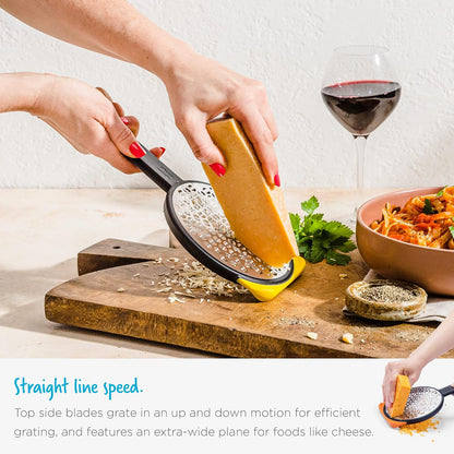 Ograte Double Sided Cheese Grater - 6mm Coarse Grating, Orange