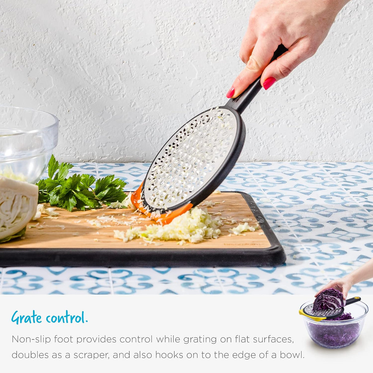 Ograte Double Sided Cheese Grater - 6mm Coarse Grating, Orange