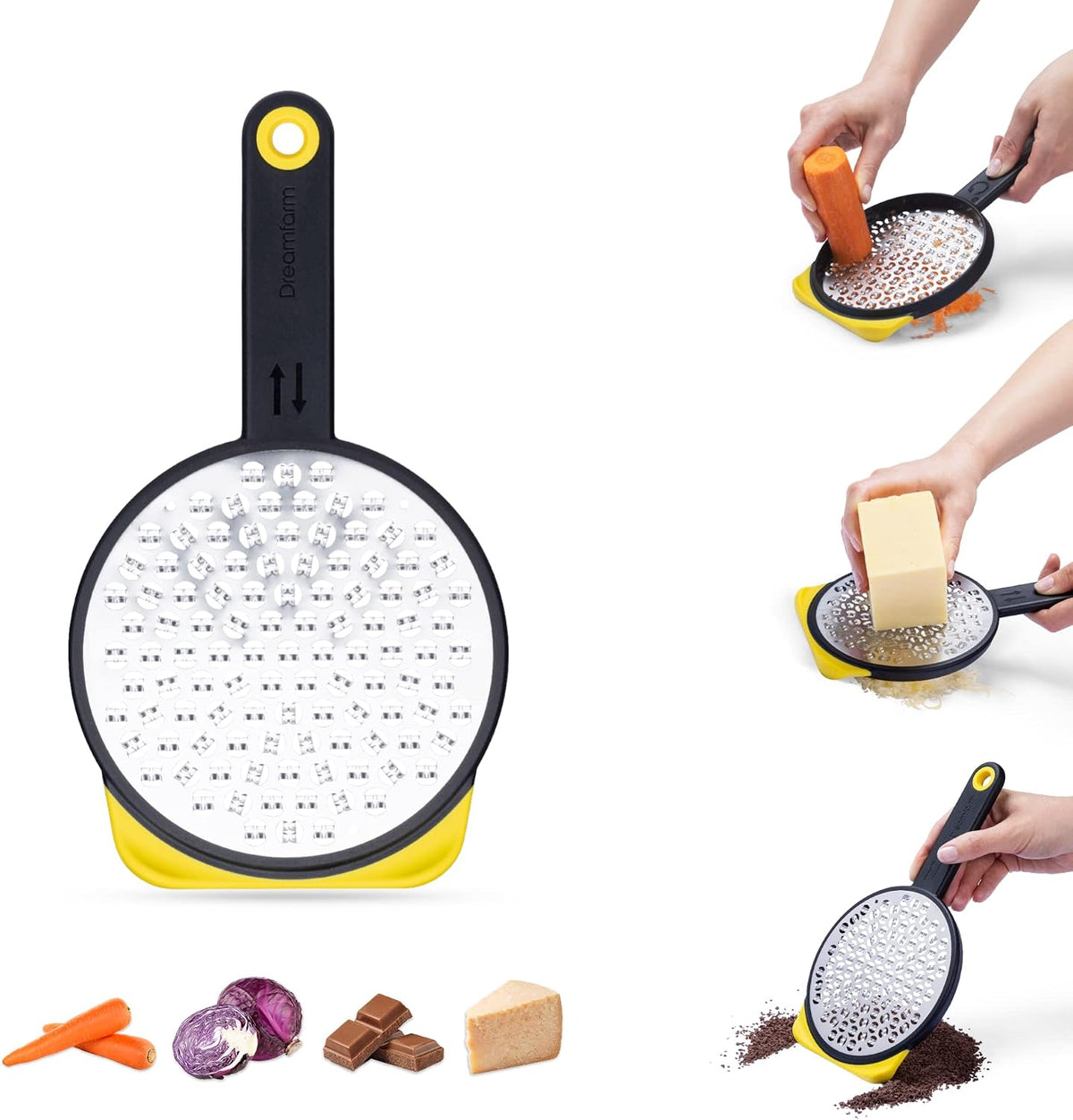 Ograte Double Sided Cheese Grater - 6mm Coarse Grating, Orange