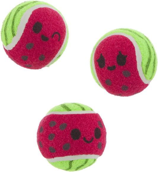 Barkbox Baller Melons Squeaky Tennis Balls for Dogs | Trio of Watermelon-Themed Fetch Balls with Squeakers | for Extra Small to Medium Dogs