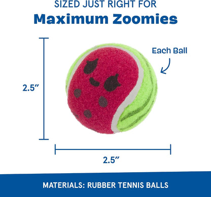 Barkbox Baller Melons Squeaky Tennis Balls for Dogs | Trio of Watermelon-Themed Fetch Balls with Squeakers | for Extra Small to Medium Dogs