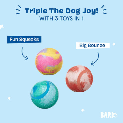 Barkbox Baller Melons Squeaky Tennis Balls for Dogs | Trio of Watermelon-Themed Fetch Balls with Squeakers | for Extra Small to Medium Dogs