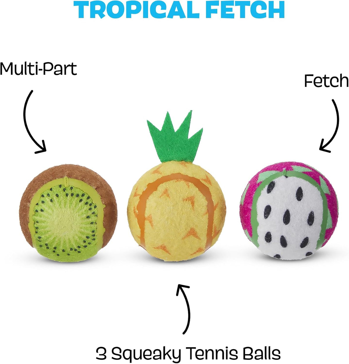 Barkbox Baller Melons Squeaky Tennis Balls for Dogs | Trio of Watermelon-Themed Fetch Balls with Squeakers | for Extra Small to Medium Dogs