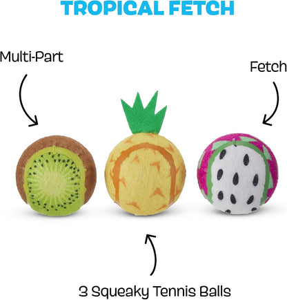 Barkbox Baller Melons Squeaky Tennis Balls for Dogs | Trio of Watermelon-Themed Fetch Balls with Squeakers | for Extra Small to Medium Dogs