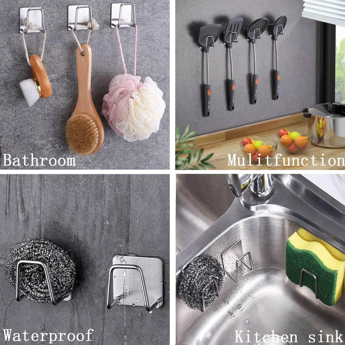 2Pcs Sponge Holders for Kitchen Sink, Strong Adhesive Small Sponge Holder, Premium Rustproof & Waterproof Kitchen Sink Caddy - Minimal Size - SUS304 Stainless Steel