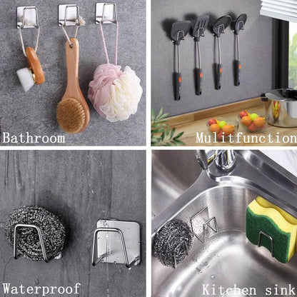 2Pcs Sponge Holders for Kitchen Sink, Strong Adhesive Small Sponge Holder, Premium Rustproof & Waterproof Kitchen Sink Caddy - Minimal Size - SUS304 Stainless Steel