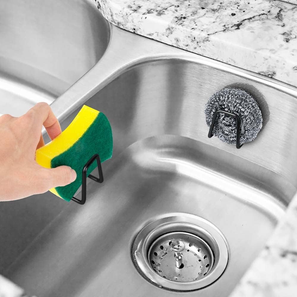 2Pcs Sponge Holders for Kitchen Sink, Strong Adhesive Small Sponge Holder, Premium Rustproof & Waterproof Kitchen Sink Caddy - Minimal Size - SUS304 Stainless Steel