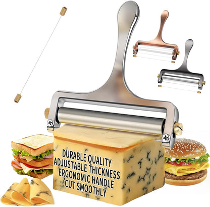 Wire Cheese Slicer Handheld Cutter with 1 Extra Wire, Silver
