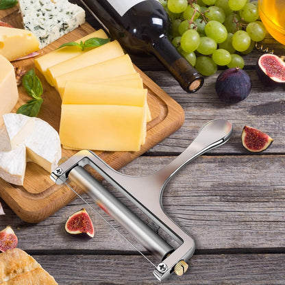 Wire Cheese Slicer Handheld Cutter with 1 Extra Wire, Silver