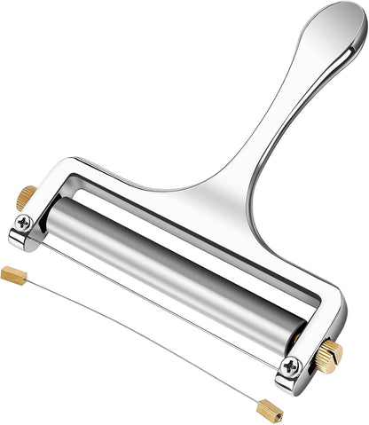 Wire Cheese Slicer Handheld Cutter with 1 Extra Wire, Silver