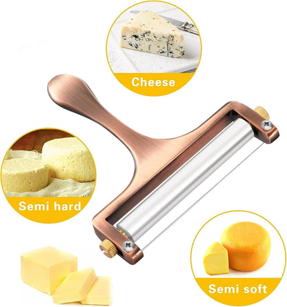 Wire Cheese Slicer Handheld Cutter with 1 Extra Wire, Silver