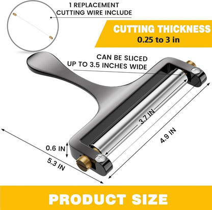 Wire Cheese Slicer Handheld Cutter with 1 Extra Wire, Silver
