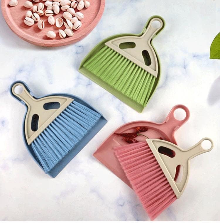 6 Pack Small Dustpan and Brush Set, Whisk Broom and Dust Pan with Handle, Nesting Tiny Cleaning Broom, Mini Hand Broom and Dustpan Set for Table, Desk, Keyboard, Cars and Pet Nest