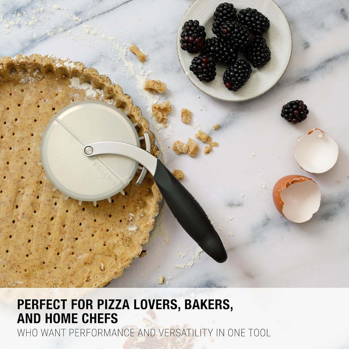 Pizza Cutter Wheel and Dough Docker | Cutter With Wheel Slicer Sharp Stainless Steel Blade, Ergonomic Handle | 2-in-1 Pizza Slicer & Dough Docking Tool | Non-Slip Handle | Dishwasher Safe