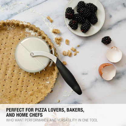 Pizza Cutter Wheel and Dough Docker | Cutter With Wheel Slicer Sharp Stainless Steel Blade, Ergonomic Handle | 2-in-1 Pizza Slicer & Dough Docking Tool | Non-Slip Handle | Dishwasher Safe