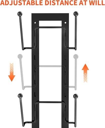 Cisily 8 Layers of Adjustable Pot Lid Organizer Rack for Cabinet Door/Wall，2Pack Lid Organizer Pots and Pans Holder for Kitchen Storage with No Drilling Adhesive 5.7 W“(Black)