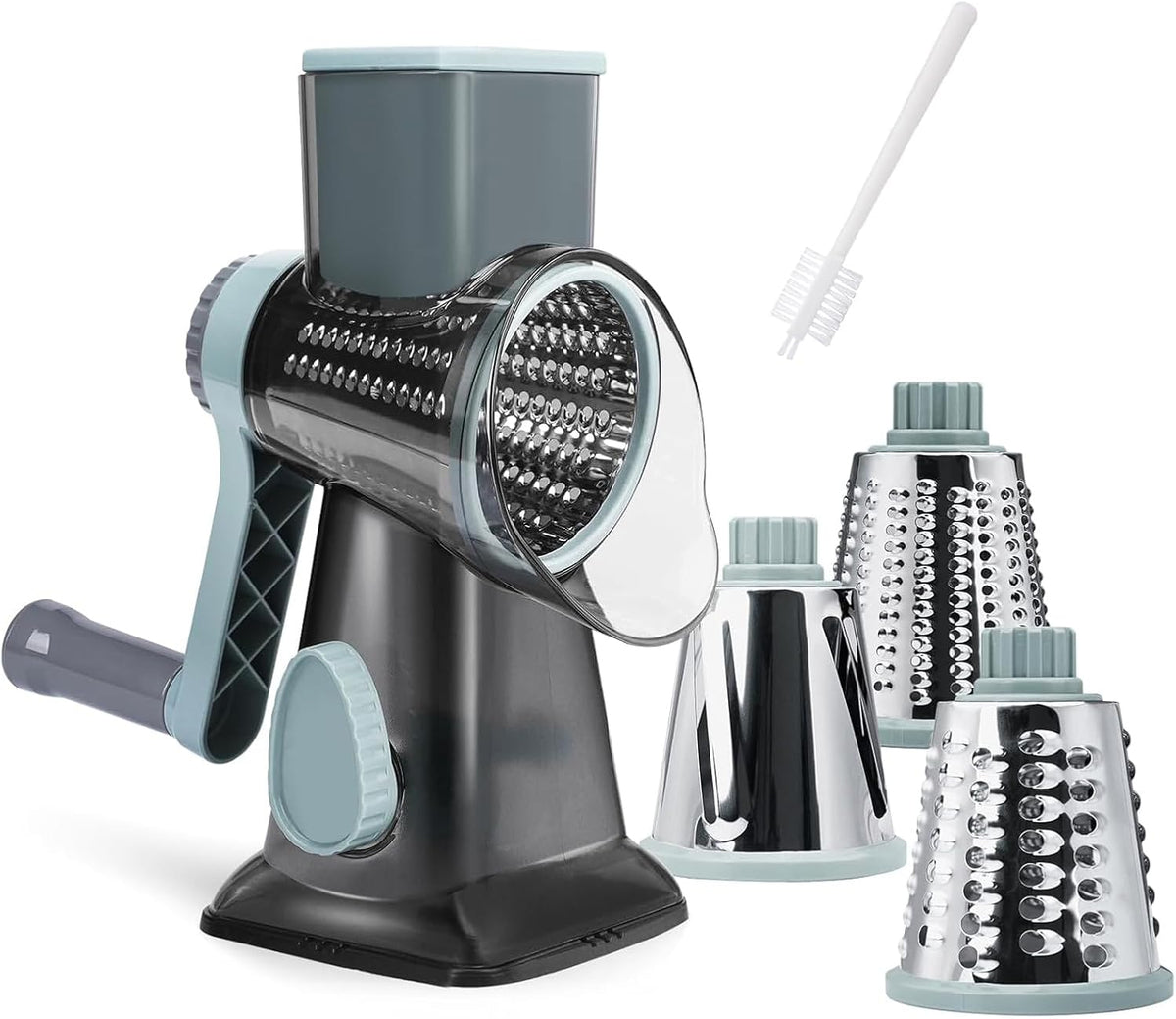 Cheese Grater Hand Crank Rotary, 3 Blades with Strong Suction Base