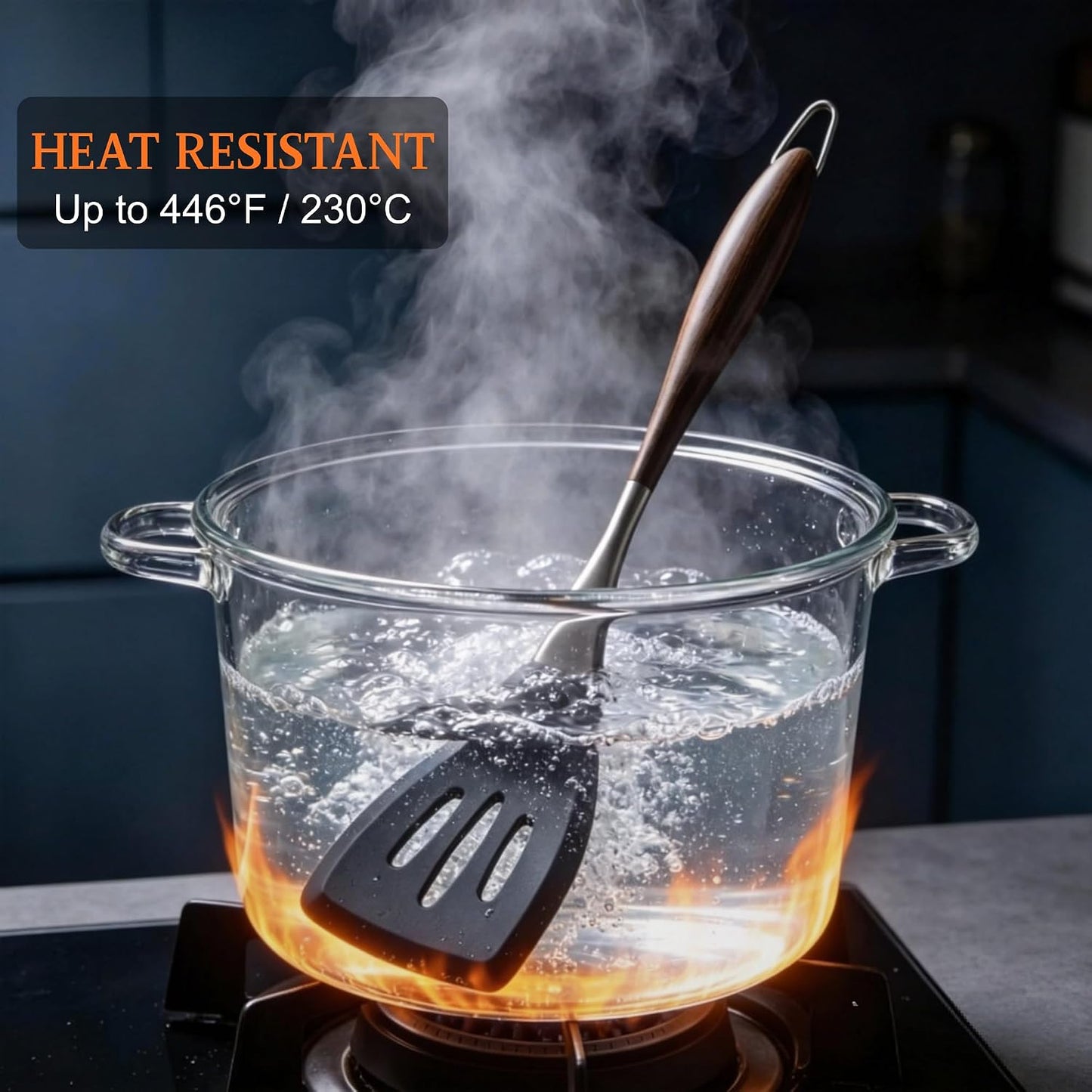Elegant White Gold Silicone Cooking Utensils Set - Non-Toxic, Dishwasher Safe Kitchen Utensils Set with Heat Resistant Comfort Handles - Includes Spatula & Spoon for Nonstick Cookware