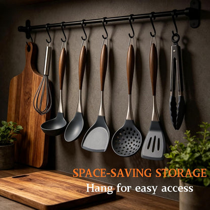 Elegant White Gold Silicone Cooking Utensils Set - Non-Toxic, Dishwasher Safe Kitchen Utensils Set with Heat Resistant Comfort Handles - Includes Spatula & Spoon for Nonstick Cookware