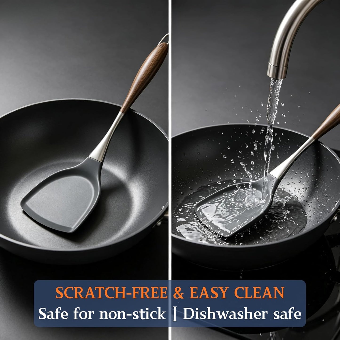 Elegant White Gold Silicone Cooking Utensils Set - Non-Toxic, Dishwasher Safe Kitchen Utensils Set with Heat Resistant Comfort Handles - Includes Spatula & Spoon for Nonstick Cookware