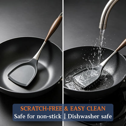 Elegant White Gold Silicone Cooking Utensils Set - Non-Toxic, Dishwasher Safe Kitchen Utensils Set with Heat Resistant Comfort Handles - Includes Spatula & Spoon for Nonstick Cookware