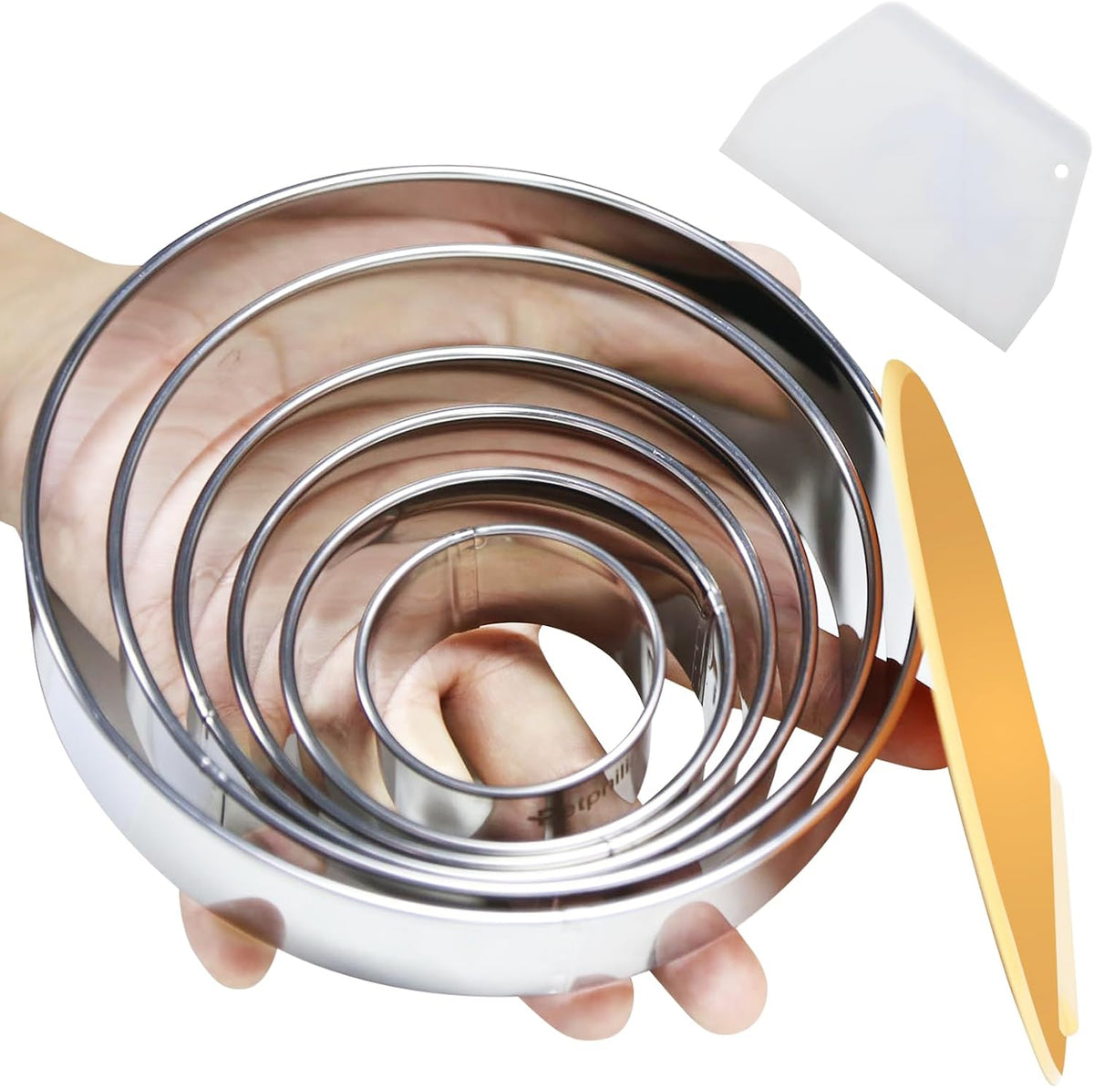 6 Pack Round Cookie Cutter Set (2, 3, 3.5, 4, 5, 6 Inch) Biscuit Cutters