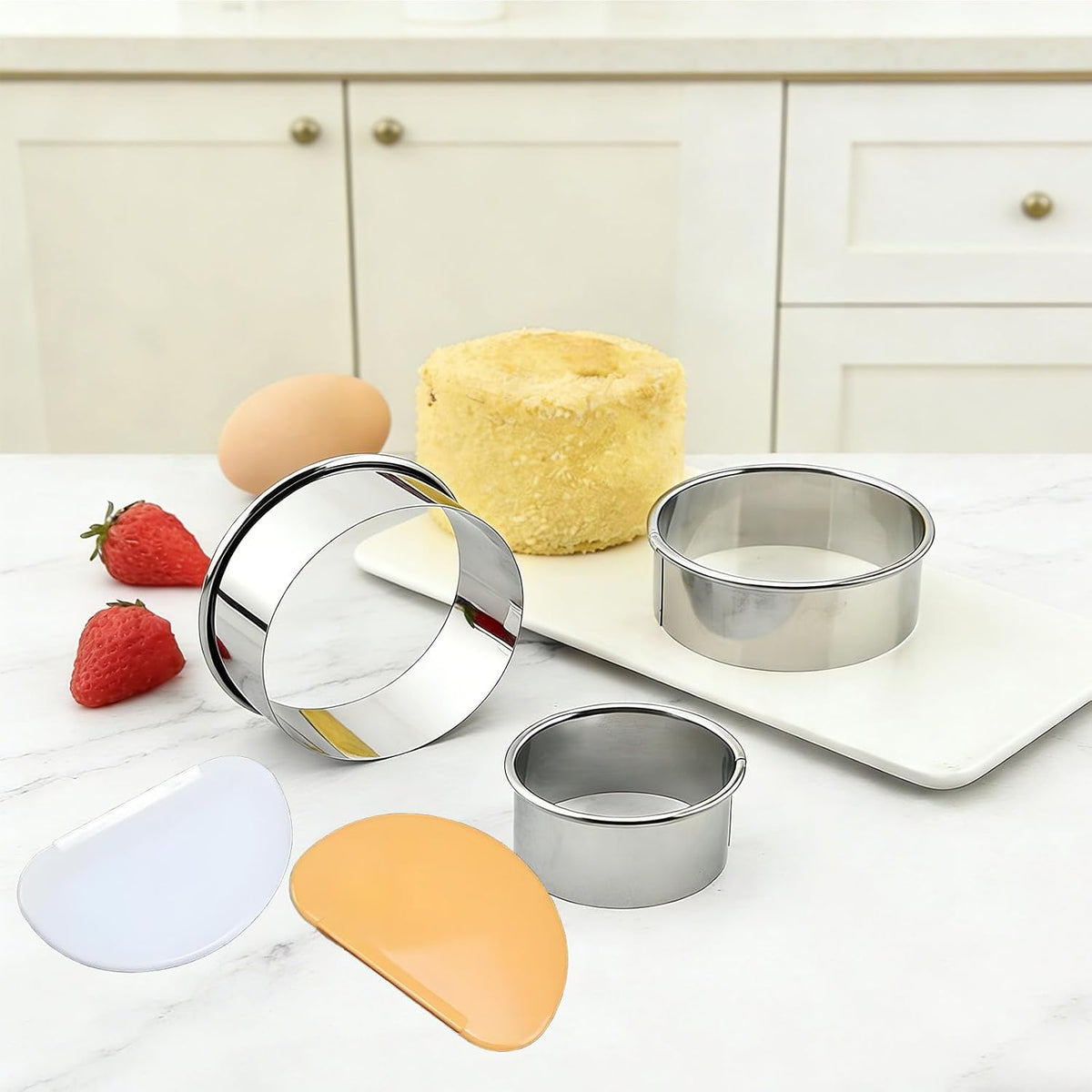 6 Pack Round Cookie Cutter Set (2, 3, 3.5, 4, 5, 6 Inch) Biscuit Cutters