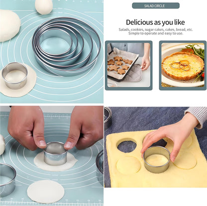 6 Pack Round Cookie Cutter Set (2, 3, 3.5, 4, 5, 6 Inch) Biscuit Cutters