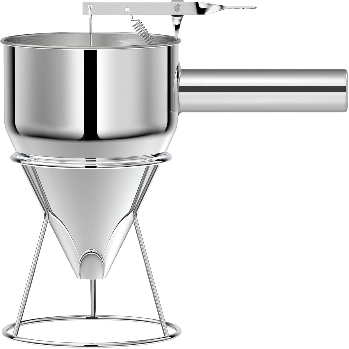 Pancake Batter Dispenser, Pancake Dispenser with 0.8" Large Spout, Easy-Pour Cake Batter Funnel for Thick Mix with Fruits or Chocolate Chips, Stainless Steel Funnel for Home and Kitchen