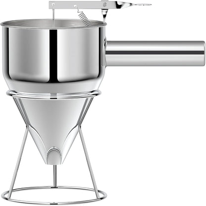 Pancake Batter Dispenser, Pancake Dispenser with 0.8" Large Spout, Easy-Pour Cake Batter Funnel for Thick Mix with Fruits or Chocolate Chips, Stainless Steel Funnel for Home and Kitchen