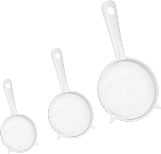 3Pcs Plastic Mesh Strainer Set, Fine Sieve with Handle