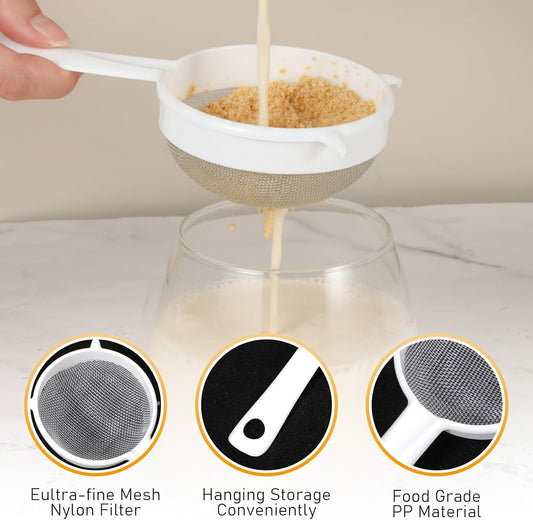 3Pcs Plastic Mesh Strainer Set, Fine Sieve with Handle