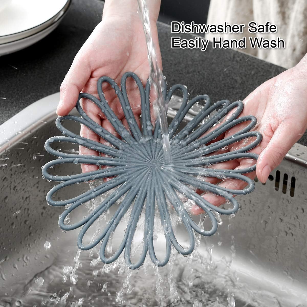 Set of 3 Silicone Trivet Mat - Non-Slip & Heat Resistant Modern Kitchen Hot Pads for Table & Countertop - Trivet for Hot Dishes, Turquoise
