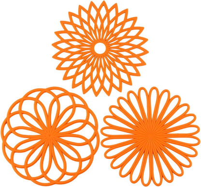 Set of 3 Silicone Trivet Mat - Non-Slip & Heat Resistant Modern Kitchen Hot Pads for Table & Countertop - Trivet for Hot Dishes, Turquoise
