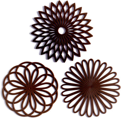Set of 3 Silicone Trivet Mat - Non-Slip & Heat Resistant Modern Kitchen Hot Pads for Table & Countertop - Trivet for Hot Dishes, Turquoise