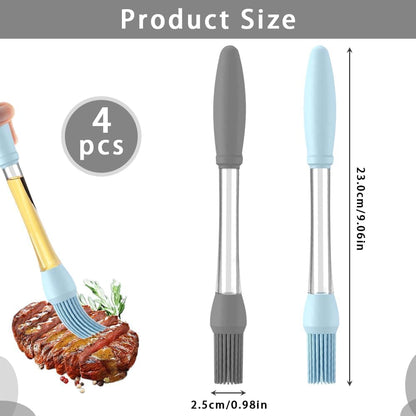 4 Pack Silicone Basting Brush for Cooking, Heat Resistant Pastry Brushes with Oil Reservoir Handle, Food-Grade BBQ Brush for Grilling, Baking, Barbecue, Sauce, Butter, Meat, Kitchen and Outdoor