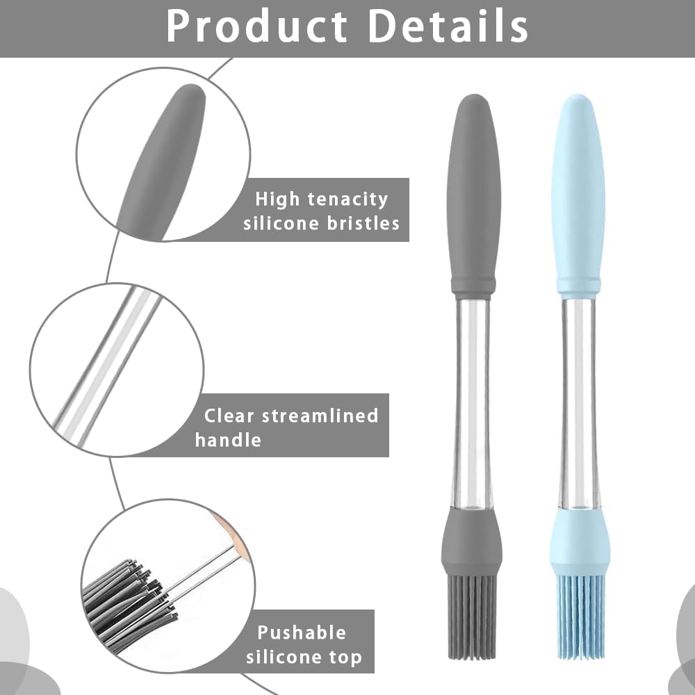 4 Pack Silicone Basting Brush for Cooking, Heat Resistant Pastry Brushes with Oil Reservoir Handle, Food-Grade BBQ Brush for Grilling, Baking, Barbecue, Sauce, Butter, Meat, Kitchen and Outdoor