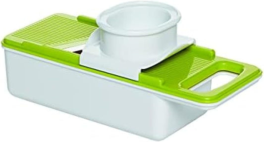 Professional Mandoline Slicer with Storage Case, White and Green