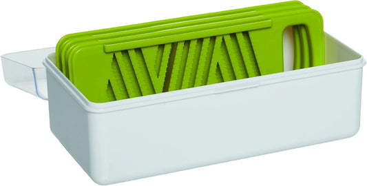 Professional Mandoline Slicer with Storage Case, White and Green