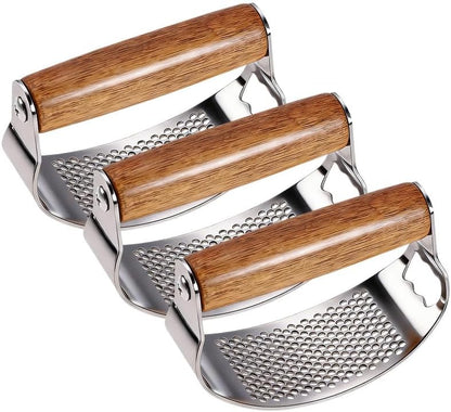 Stainless Steel Garlic Press Rocker with Garlic Peeler & Cleaning Brush