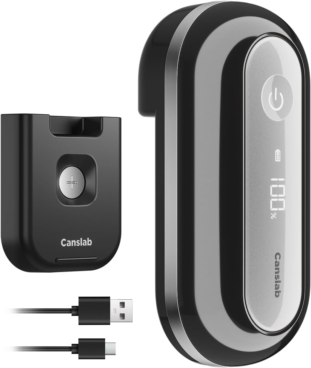 Retro Rechargeable Electric Can Opener, LED Battery Track&Auto Stop
