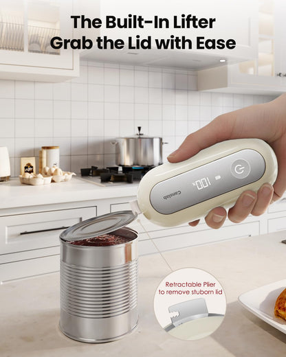 Retro Rechargeable Electric Can Opener, LED Battery Track&Auto Stop