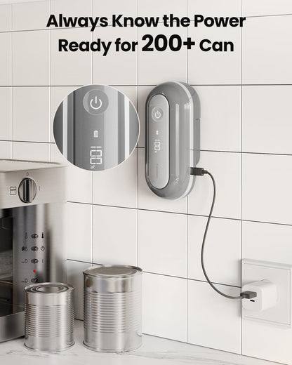 Retro Rechargeable Electric Can Opener, LED Battery Track&Auto Stop