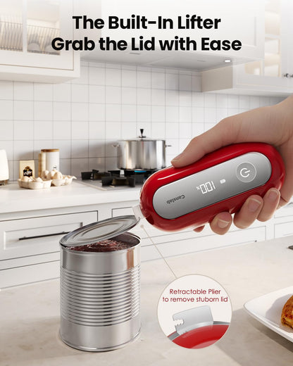 Retro Rechargeable Electric Can Opener, LED Battery Track&Auto Stop