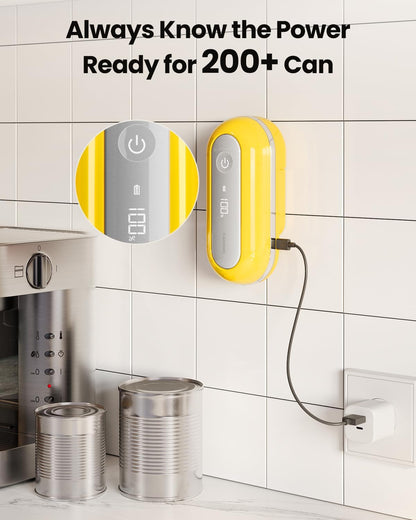 Retro Rechargeable Electric Can Opener, LED Battery Track&Auto Stop