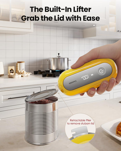 Retro Rechargeable Electric Can Opener, LED Battery Track&Auto Stop