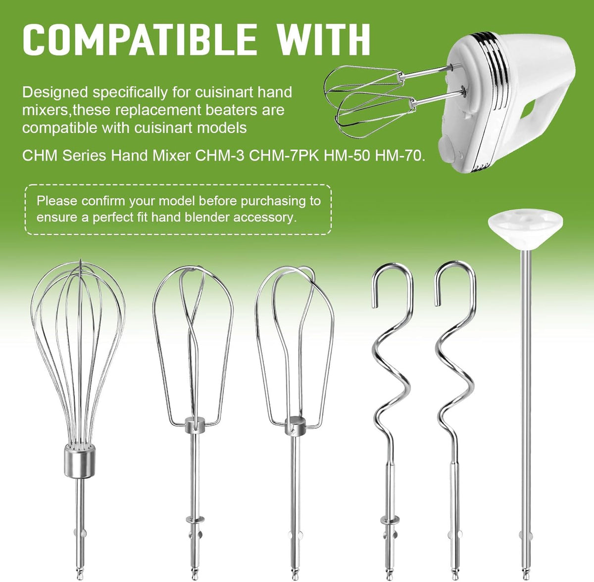 Hand Mixer Beaters Fits for Cuisinart Stainless Steel Style Beaters
