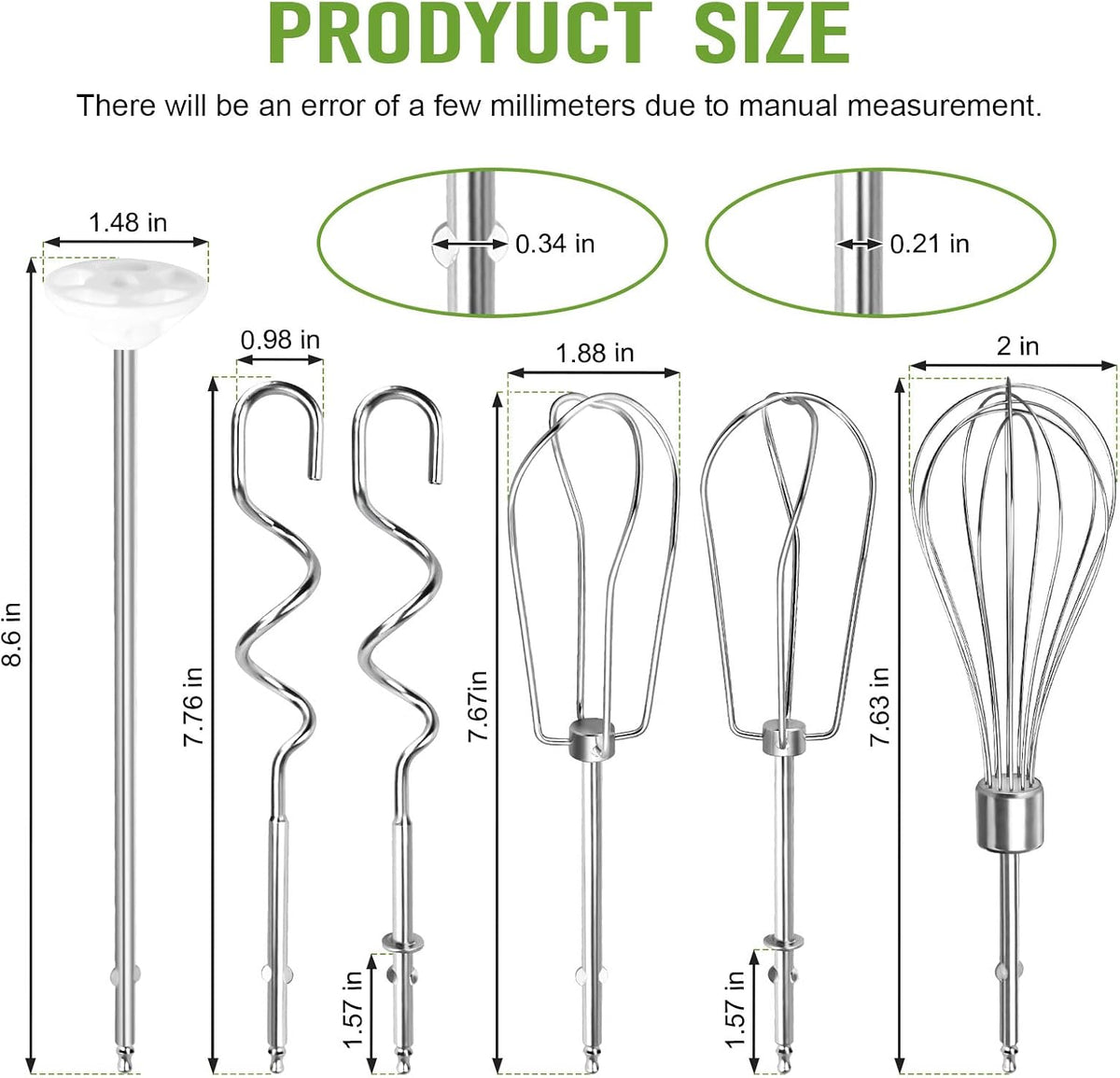 Hand Mixer Beaters Fits for Cuisinart Stainless Steel Style Beaters